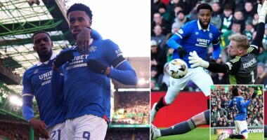 Old Firm hero Youssef Chermiti is now targeting a title charge after his double helps turn the tables on hapless rivals