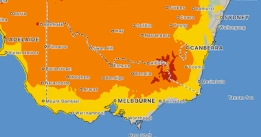 A heatwave is headed for Victoria and the worst of it is set to hit on Tuesday, as shown on this map.