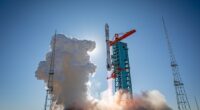 The government asked mobile network operators to ensure the national emergency alert system is ready, as an out¿of¿control Chinese rocket (pictured) hurtles to Earth