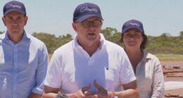 Anthony Albanese speaking at a press conference in Cloncurry.