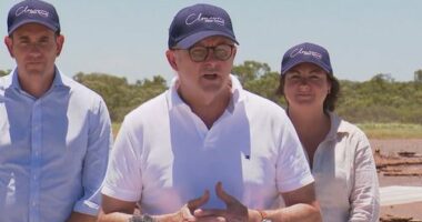 Anthony Albanese speaking at a press conference in Cloncurry.