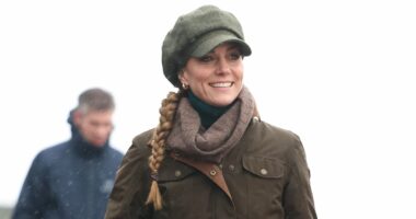 Plait's a great look, Kate! Princess unveils a new fuss-free DIY hairdo as she gathers her tresses into neat braid during rugby club visit