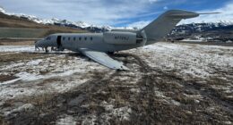 Private jet skids 300 yards off Colorado runway, sustains severe damage in violent crosswind