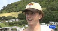 Australian tourist Sonny Worrall (pictured) feared for his life as he dived away from a tumbling caravan during a horrific landslide on New Zealand's North Island