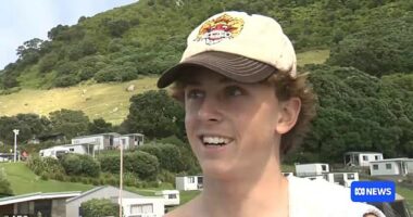 Australian tourist Sonny Worrall (pictured) feared for his life as he dived away from a tumbling caravan during a horrific landslide on New Zealand's North Island