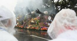 Rain soaks Rose Parade in California and snow squalls hit Midwest and Northeast on first day of 2026