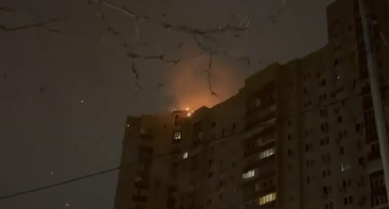 Russian drone blasts into Ukrainian tower block in massive bombardment