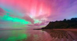 Aurora australis in Hobart, Tasmania.