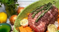 New Zealand is known for its high-quality lamb and beef. A fresh raw boneless New Zealand spring lamb roast is pictured