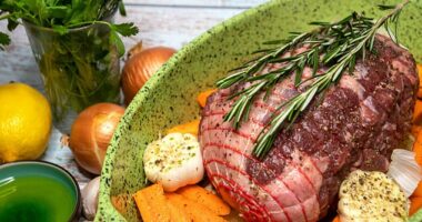 New Zealand is known for its high-quality lamb and beef. A fresh raw boneless New Zealand spring lamb roast is pictured