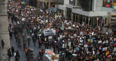 Thousands of anti-Trump protesters expected to walk off the job Tuesday