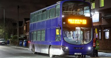 Three schoolchildren in hospital after falling through  bus window