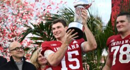 Top-seeded Indiana routs Alabama 38-3 for its first Rose Bowl victory, roaring into CFP semifinals