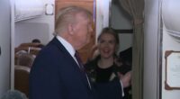 Trump Karoline Leavitt joke as Air Force One jolts mid-flight