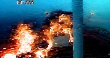 Video of moment fireball erupts as ships collide is shown to jury