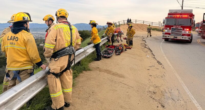 Woman airlifted to safety after plunging 150 feet down Los Angeles cliffside