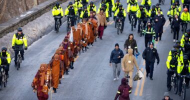 A 15-week 'Walk for Peace' concludes with Buddhist monks' arrival in Washington