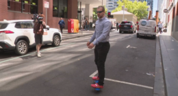 Jack Gibson-Burrell, 22, faced Melbourne Magistrates Court in person on Monday, wearing red Crocs and leaving on a RipStik.