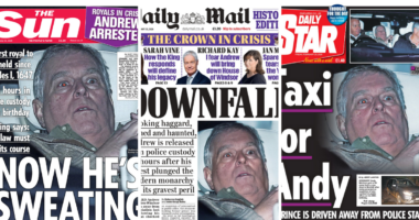 All the UK newspaper front pages the day after ex-prince's arrest