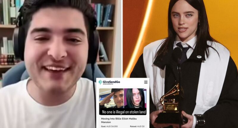 Australian activist Drew Pavlou launches campaign to move into Billie Eilish's LA mansion after 'stolen land' Grammys rant