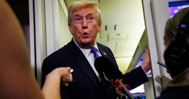 Awkward moment Trump is asked about Kristi Noem and Corey Lewandowski's 'close personal relationship'