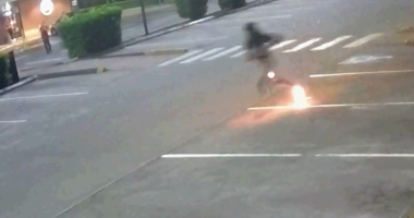 Balaclava-clad man 'sets himself on fire' during alleged robbery