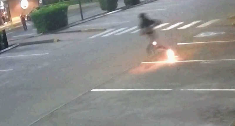 Balaclava-clad man 'sets himself on fire' during alleged robbery