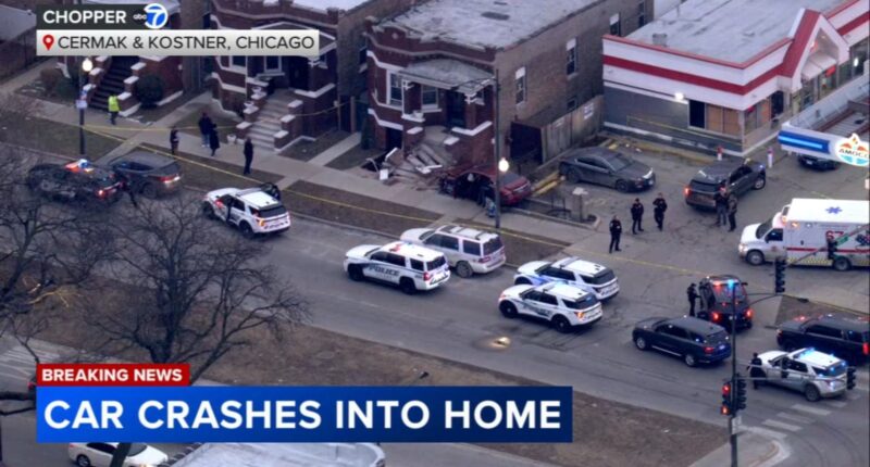 Car involved in Cicero, Hillside investigation crashes into home at Cermak, Kostner in Lawndale, Chicago: police