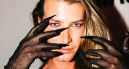 Christian Wilkins wears sheer fingernail gloves to Peggy Gou's show