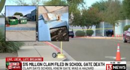 'Crushing her skull': School gate kills 9-year-old honor student walking with 7-year-old sister to meet mom after class, lawsuit says