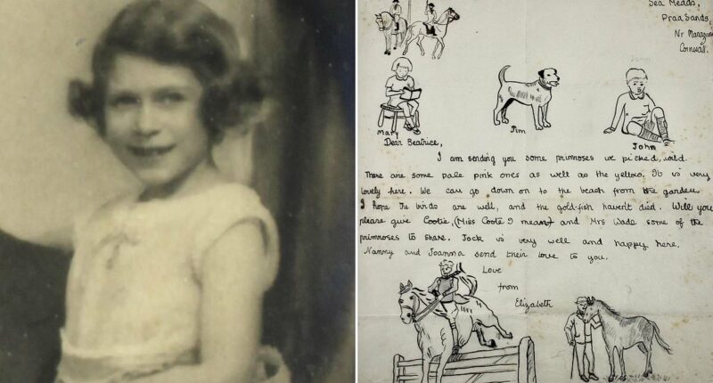Delightful unseen letter and doodles sent by 10-year-old Princess Elizabeth to Royal Lodge head housemaid reveals late Queen's early love of horses and dogs