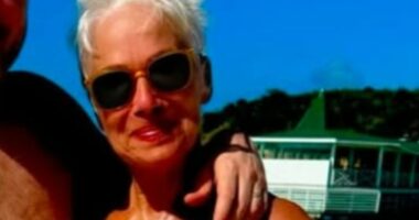 Denise Welch, 66, shows off incredible 2.5st weight loss in a blue swimsuit as she reveals why she's cropped her husband out of beach snap