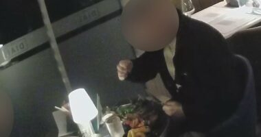 Diner appears to pluck his hair to put it in a meal and refuses to pay