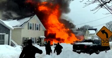 Fiery explosion destroys Massachusetts home, injures mother and 2-year-old child