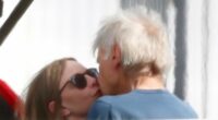 Harrison Ford and Calista Flockhart kiss on tarmac as they land in LA