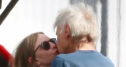 Harrison Ford and Calista Flockhart kiss on tarmac as they land in LA