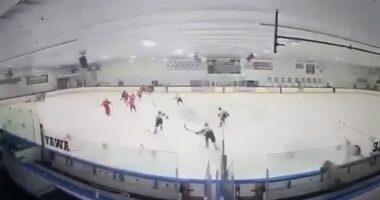 Harrowing moment high school hockey players flee for their lives