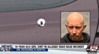 'Heard a pop': 10-year-old on way to school shot by road rage driver who had his own child in car and was fuming over victim's mom honking at him, cops say