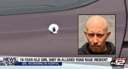 'Heard a pop': 10-year-old on way to school shot by road rage driver who had his own child in car and was fuming over victim's mom honking at him, cops say