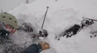 Heart stopping moment skier is rescued after being buried alive under mount of snow in Lake Tahoe