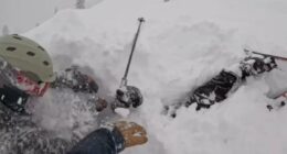 Heart stopping moment skier is rescued after being buried alive under mount of snow in Lake Tahoe