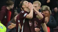 Hearts 1-0 Falkirk: Islam Chesnokov's first-ever goal for hosts sees Scottish Premiership leaders go five points clear of Old Firm title rivals