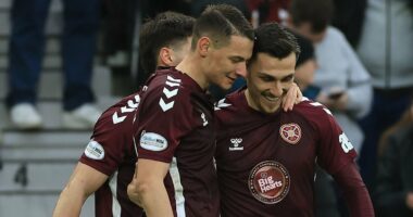 Hearts defeat Falkirk to go five clear at the top but McInnes urges his side to sort out their defence