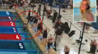 Horrifying moment Stanford swimmer collapses in the pool after grueling race