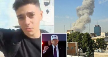 Iranians chant and dance in the streets after US, Israeli air strikes