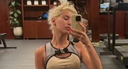 Iris Law shows off her toned physique in skimpy workout gear