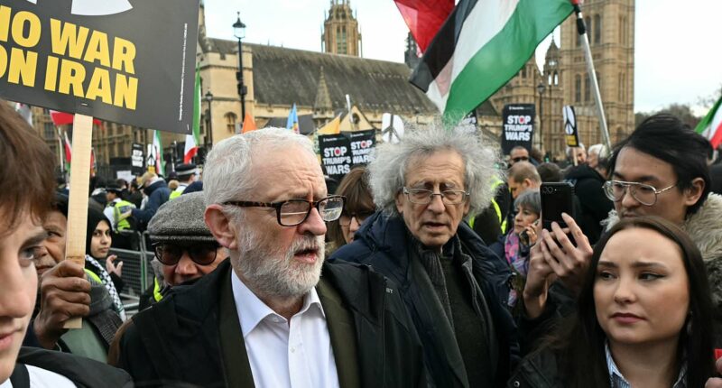 Jeremy Corbyn joins hundreds of pro-Iran protesters in London