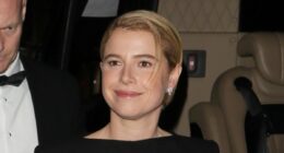 Jessie Buckley beams from ear to ear at the Universal BAFTA afterparty