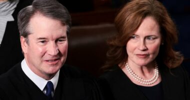 Justice Amy Coney Barrett's face says it all as Trump awkwardly blasts SCOTUS to their faces after very frosty welcome