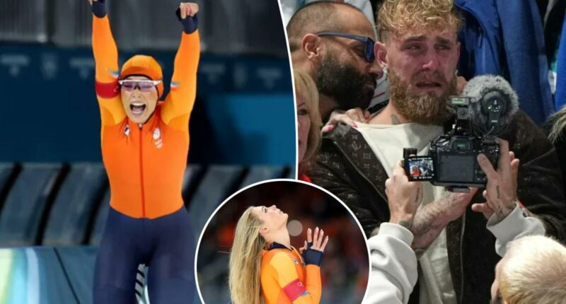 Jutta Leerdam wins gold, breaks Olympic record as fiancÃ© Jake Paul cries